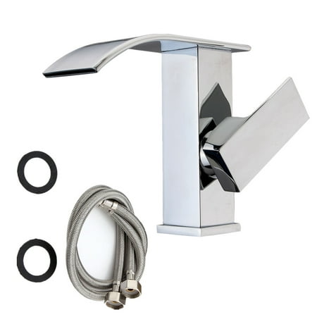Waterfall 1 Handle - Modern Chrome Basin Waterfall Bathroom Faucet Single Handle Hole Sink Mixer Tap