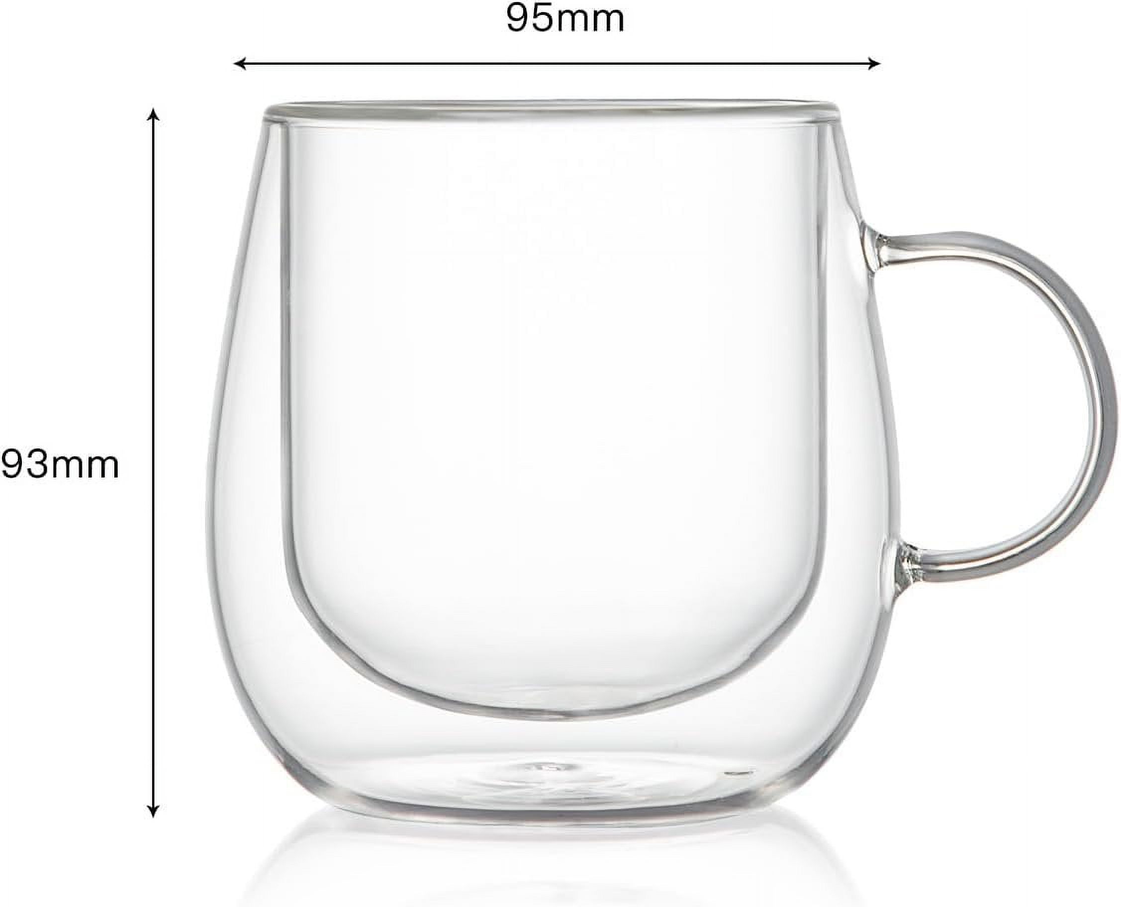 Bacimi Double Wall Borosilicate Clear Glass Coffee Tea Cups 10oz / 290ml 2 Pack