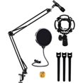 thumbnail image 1 of Soporte de brazo para micrófono de 5 núcleos, brazo de tijera con brazo de suspensión ajustable mejorado, soporte para micrófono de 42 pulgadas con filtro pop, adaptador de 3/8" a 5/8", soporte de, 1 of 8