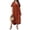 Brown, variant on Plus Size Women'S Casual Summer Dress V Neck Solid Color Loose Fit Flowy Spring Maxi Tunic