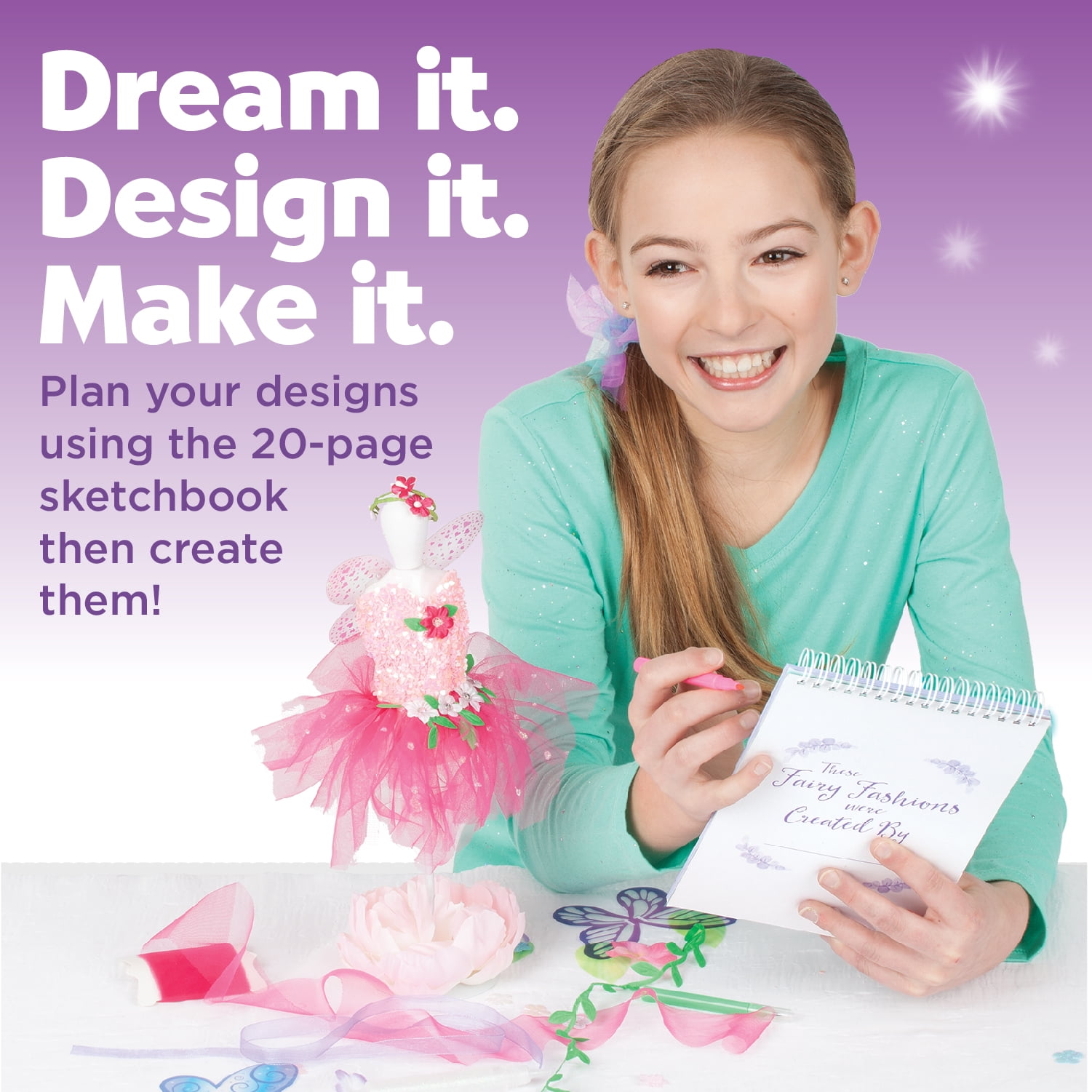 Creativity for Kids Designed by You Fairy Fashions, Child Craft Kit for Boys and Girls (23 Pieces)