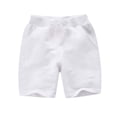 thumbnail image 2 of Boy's Girls Sports Shorts, Lightweight Athletic Running Kids Casual Elastic Waist Drawstring Summer cotton Shorts with Pockets White 9Y, 2 of 5