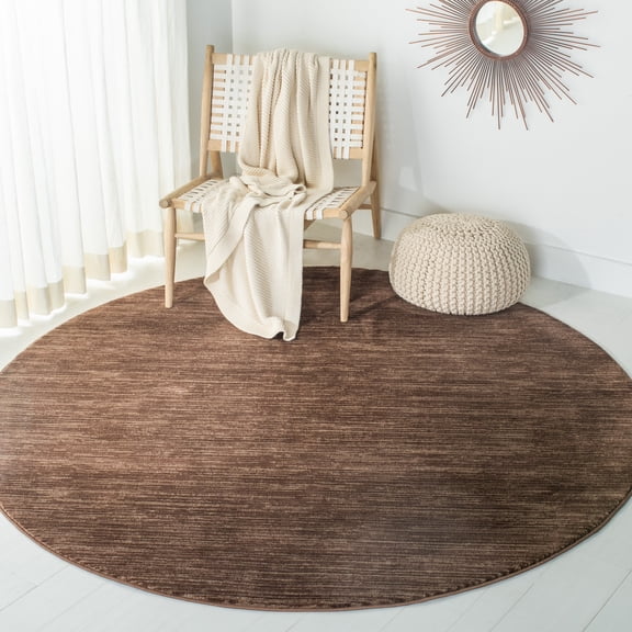 SAFAVIEH Vision Adrasteia Overdyed Solid Area Rug, 3' x 3' Round, Brown - Modern Design, Brown, Non-Shedding & Easy Cleaning, Ideal for Living Room, Bedroom, Dining Space