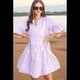 thumbnail image 5 of Vestido Camisero Informal de Mujer con Mangas Acampanadas, Cintura Fruncida y Rayas, Color , Talla S, 5 of 8