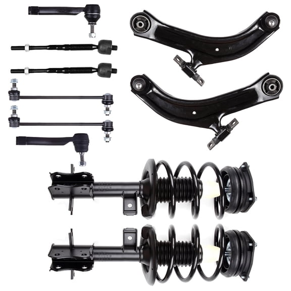 AUTOMUTO Struts & Shocks Quick-Strut Front complete strut Stabilizer Bar Link Control Arm and Ball Joint Assembly Tie Rod End Fit For 2007-2012 for Nissan Sentra