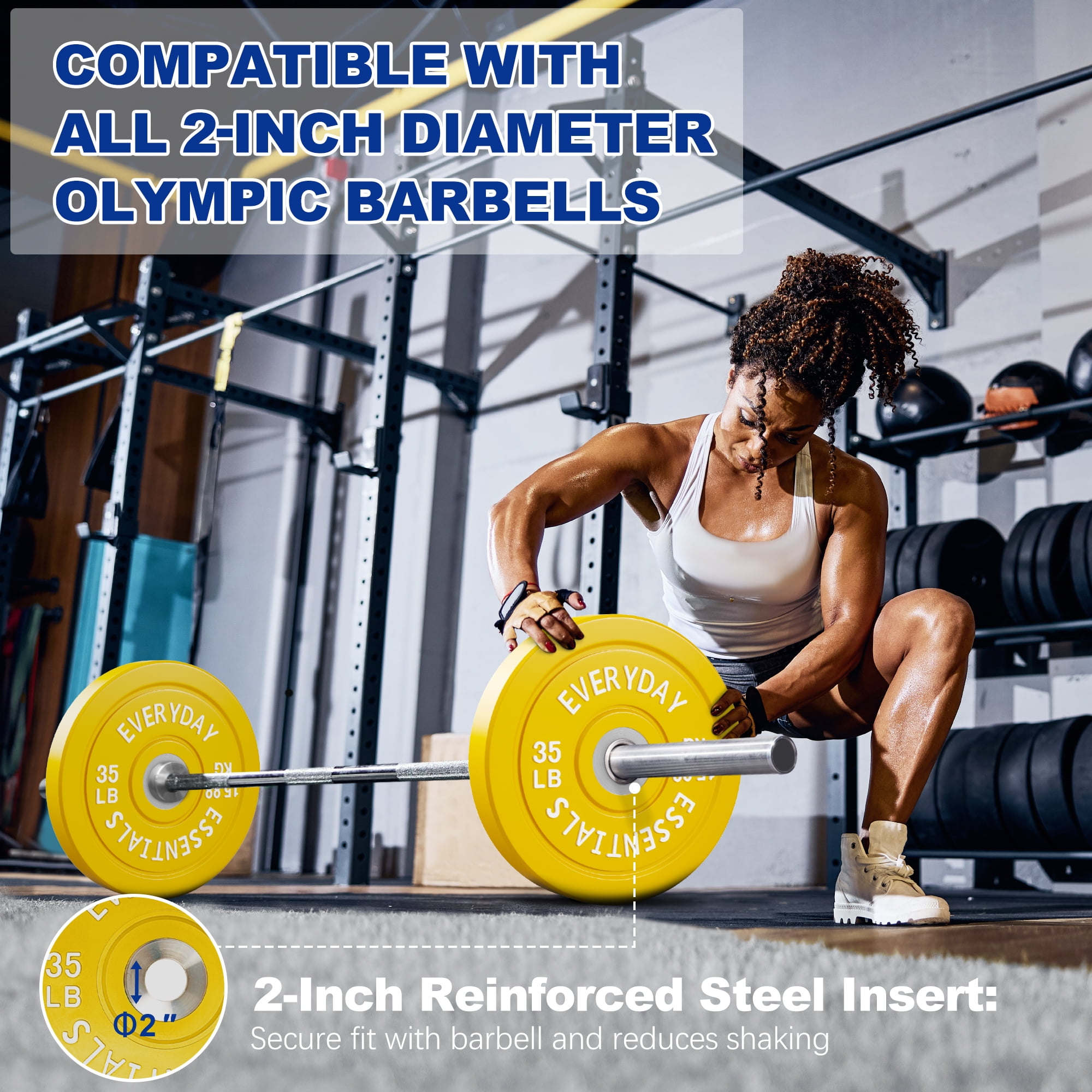 BalanceFrom Olympic Bumper Plate Weight Plate with Steel Hub, Color Coded, 35 lbs Single
