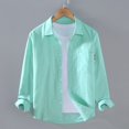 thumbnail image 4 of XDZJLR Mens Shirts Lapel Solid Soft And Comfortable Long Sleeve Shirts for Men, 4 of 4