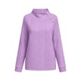 thumbnail image 7 of Smupbvky Womens Cable Knit Sweater Funnel Neck Button Pullover Trendy Winter Casual Cuffes Long Sleeve Thick Tops (XL, Purple), 7 of 7