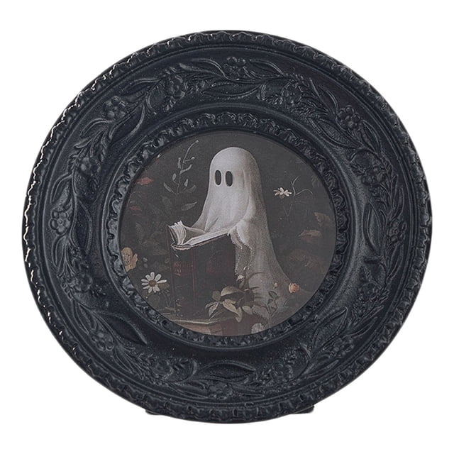 Gothic Photo Frame, Resin Gothic Photo Frame, A Gothic Library Resin Photo Frame with Ghost Motif, Halloween Tabletop Display