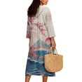 thumbnail image 2 of DISNIMO Floral Print Maxi Dresses for Women Casual Loose Dress V Neck Shift Dress Lightweight 3/4 Sleeve Dresses, S, 2 of 6