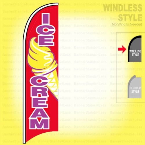 Windless Swooper Flag 2.5x11.5 ft Feather Banner Sign rb ICE CREAM 