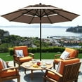 thumbnail image 3 of Gymax 10ft 3 Tier Patio Market Umbrella Aluminum Sunshade Shelter Double Vented Tan, 3 of 10