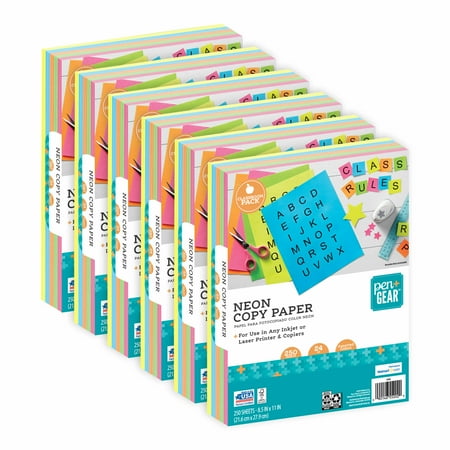 Pen + Gear Assorted Neon Copy Paper, 8.5 x 11, 24lb, 1500 Shts (55202C)