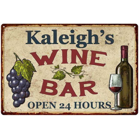 Kaleigh's Rustic Wine Bar Sign Wall Decor Kitchen Gift 16 x 24 Matte Finish Metal 116240056750