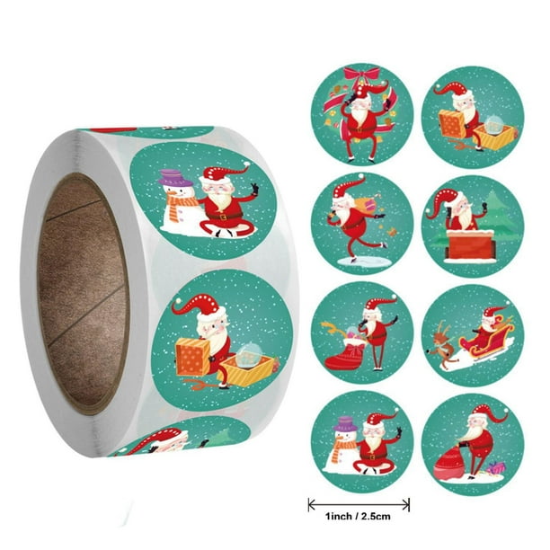 Fiudx Rollos de Pegatinas Navideñas, Papel de Cobre de Alta Calidad, 500 Pegatinas Por Rollo, Ideales para Decoración Del Hogar, Cajas de Regalo, Dormitorios, Techos y Festividades. Diámetro de 2,5 C