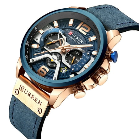 CURREN 8329 Quartz Watch Business Men's Simple Fashion Casual Watch 3 Sub-Dials Calendar 24 Hours Display 3ATM Waterproof Sports Watch