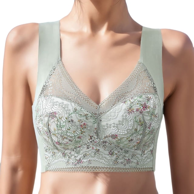 Fvwitlyh Sports Bras For Women Womens Front Closure Bra Racerback Plus Size Unlined Underwire Full Coverage Bras Green,L