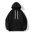 thumbnail image 2 of YLSDY Fashion Men's Pullover Hoodies Solid Color Long Sleeve Breathable Hipster Loose Casual Hooded Sweatshirts with Pockets Black XL, 2 of 3