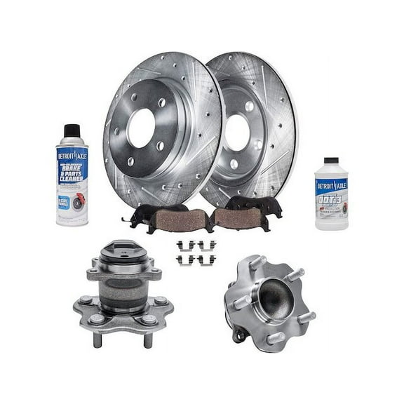 Rear Brake Pad and Rotor and Wheel Hub Kit - Compatible with 2013 - 2019 Nissan Sentra 2014 2015 2016 2017 2018