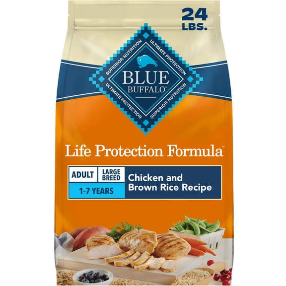 Blue Buffalo Life Protection Formula Large Breed Chicken and Brown Rice Dry Dog Food for Adult Dogs, Whole Grain, 15 lb. Bag