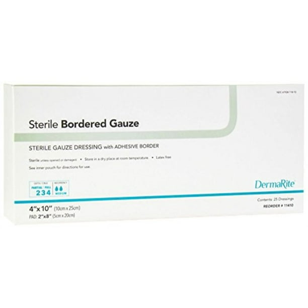 dermarite industries sterile bordered gauze with adhesive border, 8