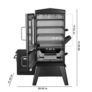 JXXM Vertical Electric Pellet Smoker Grill, Black, 616 Sq In Cooking Area, LED Temp Control, Meat Probe, 4 Racks, Outdoor BBQ Smoker
