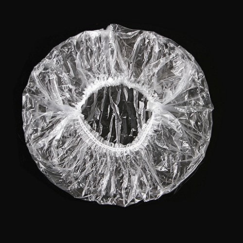 Disposable Shower Caps，100 Pcs Plastic Waterproof Clear Bath Caps ...