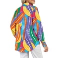 thumbnail image 4 of Women's Tie Dye T Shirt Long Sleeve Lapel Button Down Cardigan Blouse Yellow S, 4 of 9