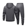 thumbnail image 4 of Men's Solid Color Lambskin Hooded Sweatshirt Suit Casual Sports Plus Velvet Warm Long Sleeved Sweatshirt Suit, 4 of 5