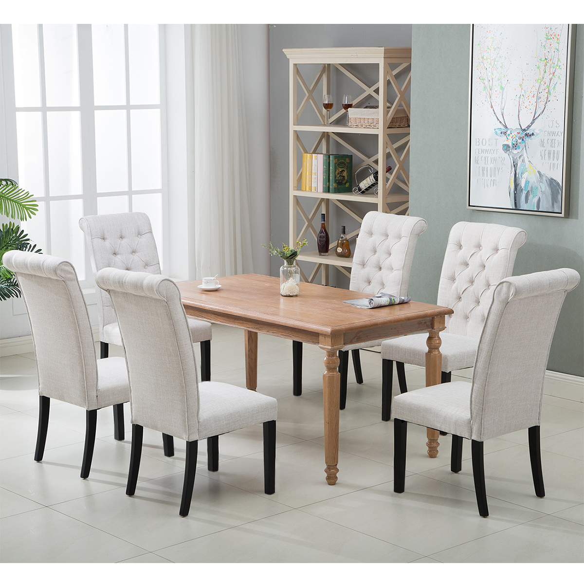 Tufted Dining Accent Chair, SEVENTH Upholstered Parsons Chairs Set of 6