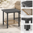 thumbnail image 4 of Deersky Outdoor Side Table, All-Weather Metal Patio Coffee Table with Wicker Storage Shelf, Stylish End Table for Balcony, Porch, Backyard, Black, 4 of 5