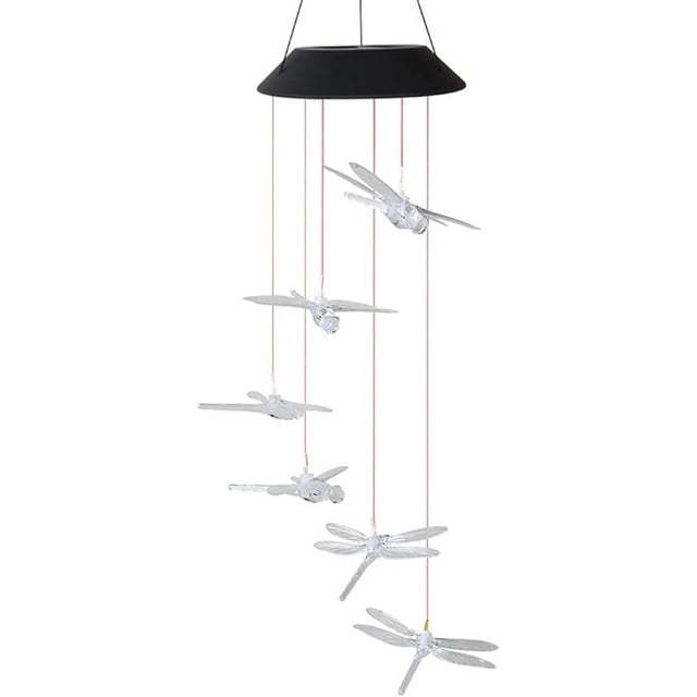 HUGFEGWE Solar Windbell Light Wind Chime Solar Powered Crystal Ball LED Color Wind Bell Light for Garden Patio Home Decoration U2536-15193