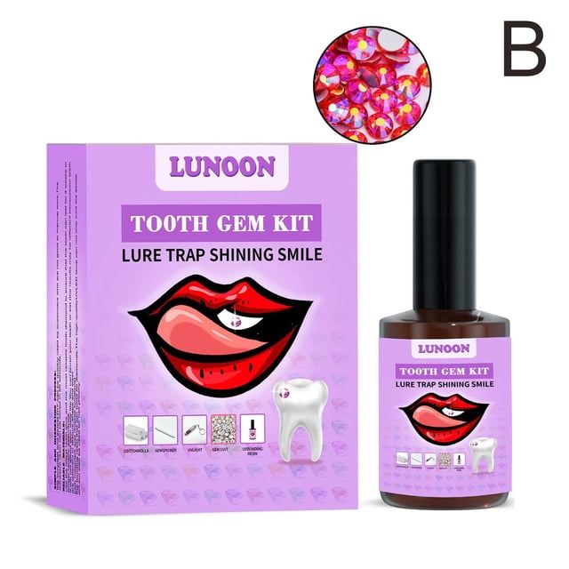 Lunoon Tooth Gemstone Set White Teeth Easy To Remove And Install Jewelry Beautiful, Firm And Reliable Diamond