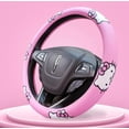 thumbnail image 4 of Cute Girl Ladies Pink Cartoon Hello Kitty Auto Car Steering Wheel Cover Universal 15in/38cm, 4 of 5