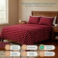 thumbnail image 4 of Casa Platino 100% Cotton Flannel Bed Sheet Set, 3 Piece Deep Pocket Fitted Sheets, Twin Xl - Red Check, 4 of 8