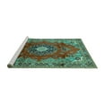 thumbnail image 2 of Ahgly Company Machine Washable Indoor Rectangle Medallion Turquoise Blue Traditional Area Rugs, 2' x 3', 2 of 4