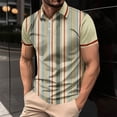 thumbnail image 2 of Puntoco Summer tops for Men Men's Polo Shirt Short/Long Sleeve Casual Slim-fit Basic Designed Stripe Cotton Shirts Army Green M(M), 2 of 5