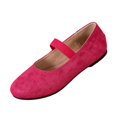 thumbnail image 3 of Domzle Women's Mary Janes Ballet Flats Faux Suede Dress Shoes | Memory Foam Comfortable Dress Shoes Work Elastic Straps casual dressy ballerina loafers Hot Pink, 3 of 9