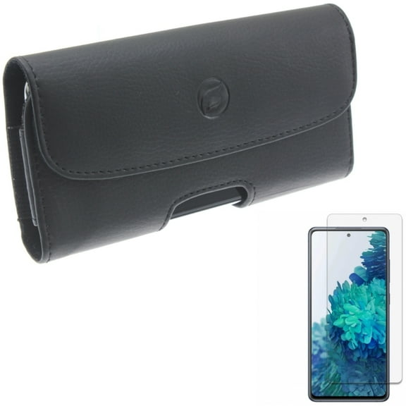 Case Belt Clip w Screen Protector for Samsung Galaxy S20 Fan Edition - Leather Holster Cover Loops, Anti-Glare Tempered Glass Matte Anti-Fingerprint V9W fits Samsung Galaxy S20 Fan Edition