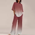 thumbnail image 1 of Ensembles de Pyjama pour Femmes Adapté Été Col Rond Manches Courtes Imprimé Floral Haut Chemise avec Pantalon Grande Taille 2 Ensemble TTTTG, 1 of 5