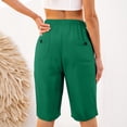 thumbnail image 5 of Linen Capris for Women Summer Casual High Waisted Crop Pants with Pockets Wed Leg Lounge Trousers Boho Beach Clothes Dark Green S, 5 of 5