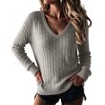 thumbnail image 2 of Dwellite Sweaters for Women Knit Long Sleeve V Neck Lightweight Casual Tops Fall Fashion Clothing Business Casual Outfits Gray M, 2 of 8