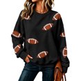 thumbnail image 3 of Clossjun Football Print Sweatshirts for Women Oversized Crewneck Game Day Hoodies Casual Loose Fit Pullover Tops for Vacation S, 3 of 6