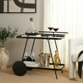 thumbnail image 2 of SAFAVIEH Zunia 2-Tier Metal Kitchen Serving Cart, Black/Clear, 2 of 15