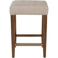 Nashville Counter Stool, Nailhead Beige, 26", Solid Oak