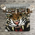 thumbnail image 3 of Ambesonne Tiger Quilted Bedspread Set 3 Pcs, Angry Eyes Sketch Art, King Size, Multicolor, 3 of 3