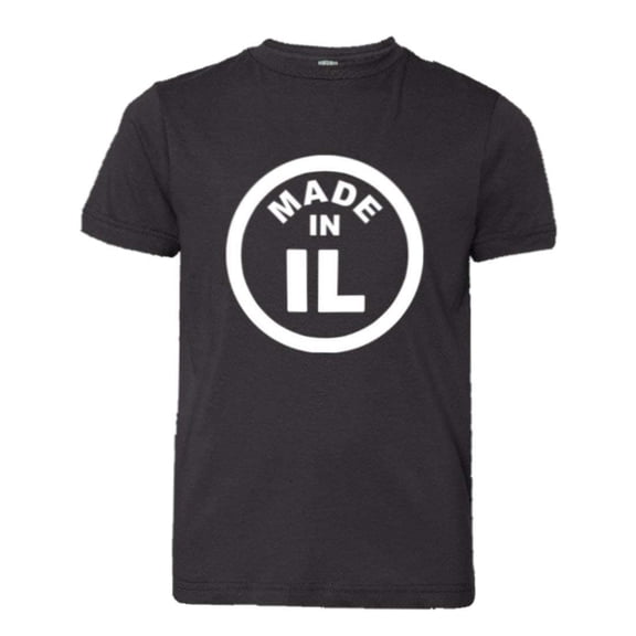 PleaseMeTees™ Youth From Born Made In Illinois IL Logo Label Chi HQ Tee