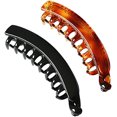 thumbnail image 1 of Androxeda 2 Pieces Hair Tweezers for Women Large Plastic Hair Clip Ponytail Hair Clip Banana Clip Ladies Most Sturdy for Volume (Black and Brown) -, 1 of 5