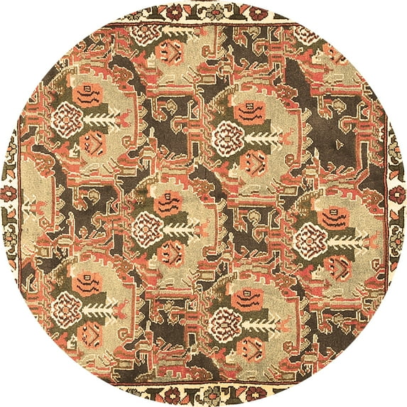 Ahgly Company Indoor Round Animal Brown Traditional Area Rugs, 3' Round