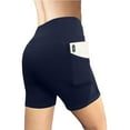 thumbnail image 2 of PEASKJP Flowy Shorts Women'S Juniors Mid Rise Jean Shorts Folded Hem Denim Shorts for Women Bike Shorts for Women Navy X-L, 2 of 5